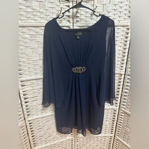 Connected Appareal formal dress size 10p navy never‎ worn chiffon sleeves